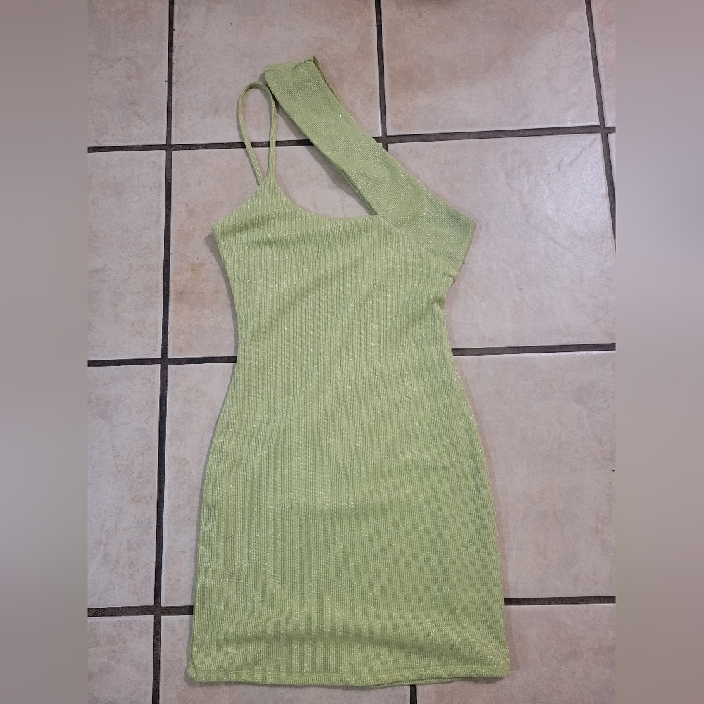 Revolve Lime Green One-Shoulder Dress